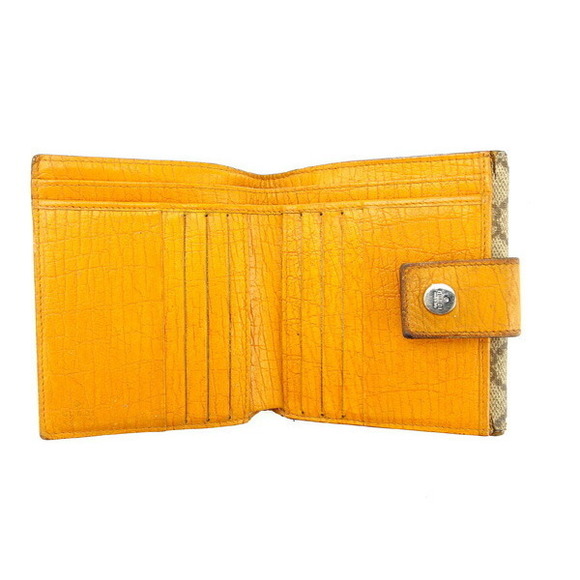 Gucci Orange Brown Bifold GG Accessory Beige Wallet - Picture 5 of 6